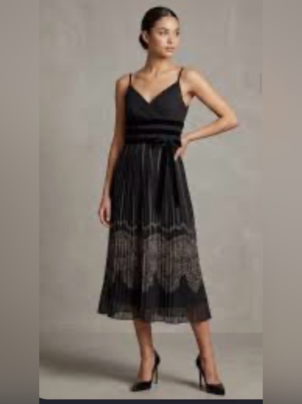 Ann Taylor LOFT Vintage 90s Y2K Pleated Chiffon Midi Dress WhimsiGoth Witchy 6